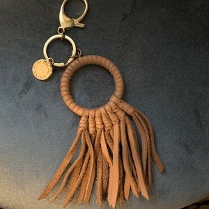 REBECCA MINKOFF  HIPPIE TASSEL LEATHER KEYCHAIN